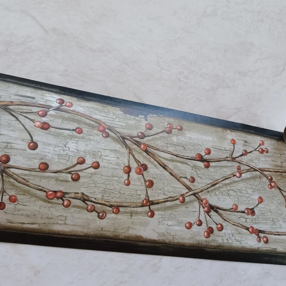 Wallpaper Border Country Winterberry Branches Grey